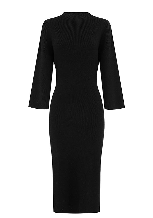 Wistful Knit Turtleneck Midi Dress