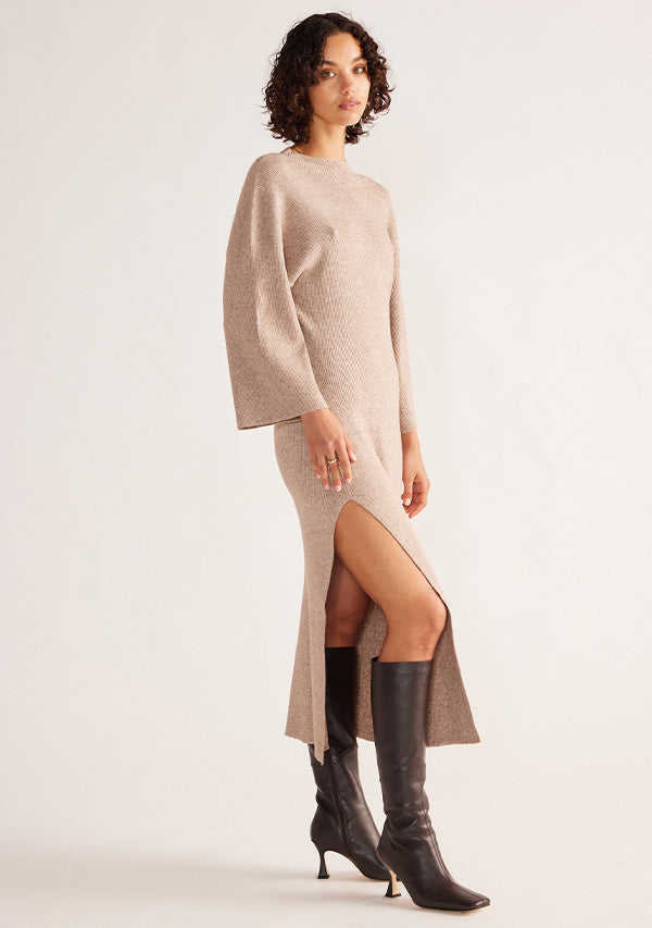 Wistful Knit Turtleneck Midi Dress