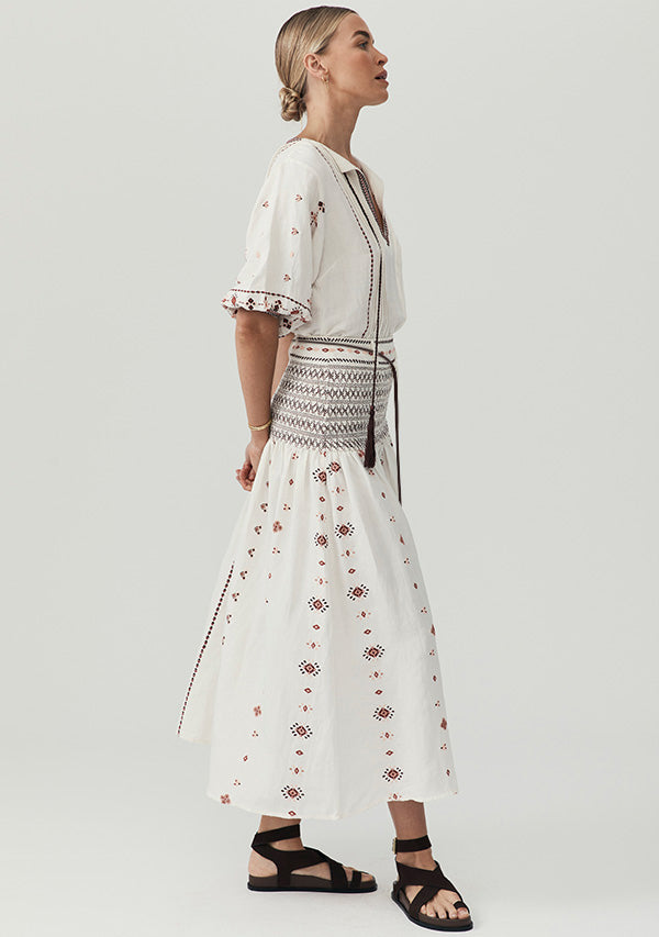 Sabrina Embroidery Midi Skirt