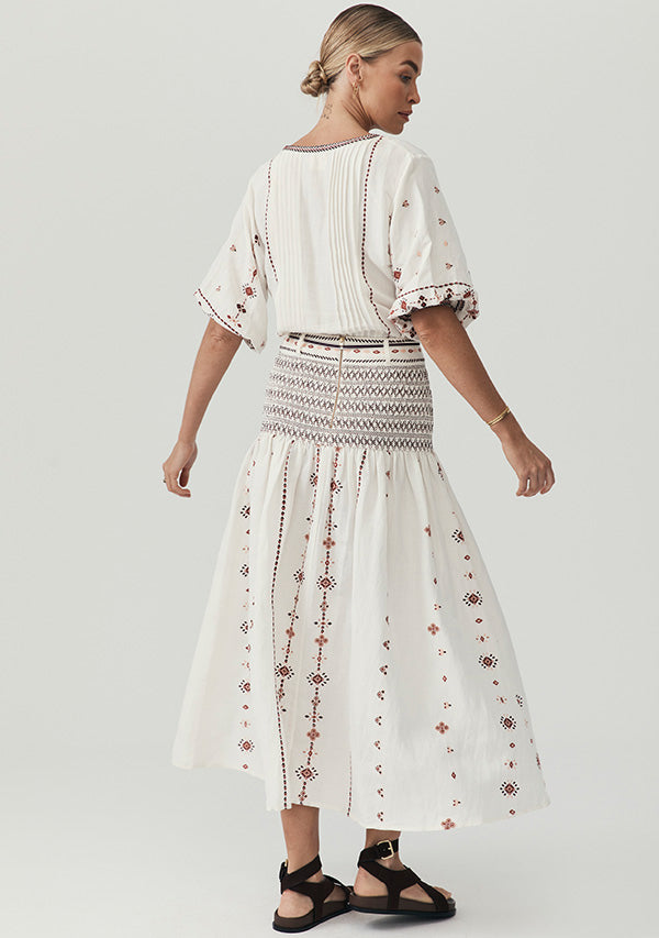 Sabrina Embroidery Midi Skirt