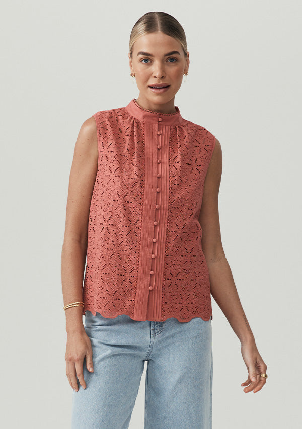 Sara Lace Sleeveless Blouse