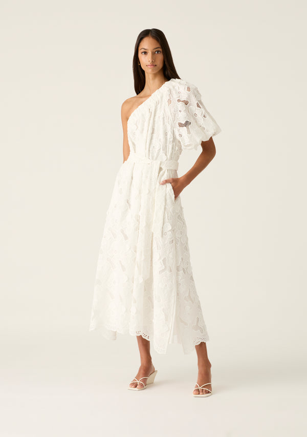 Luna Embroidery One Shoulder Dress