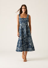 Tatiana Print Denim Midi Dress