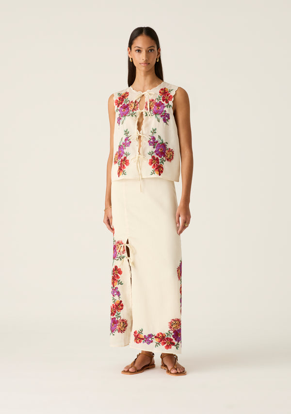 Frida Embroidery Maxi Skirt