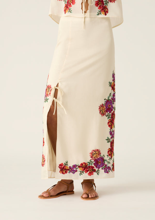 Frida Embroidery Maxi Skirt