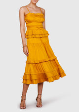 Golden Fields Pleated Midi Skirt