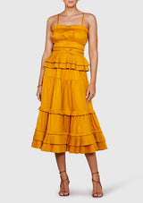 Golden Fields Pleated Midi Skirt