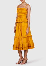 Golden Fields Pleated Midi Skirt